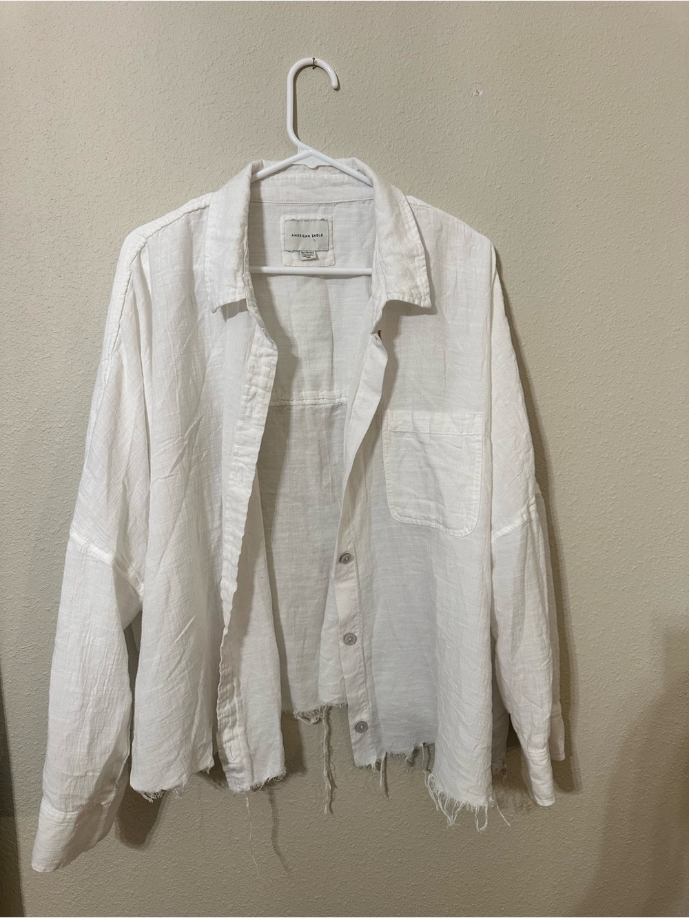 American Eagle Outfitters White Lightweight Button-Up Shirt Jacket